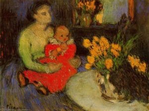 Pablo picasso mother and child with flowers