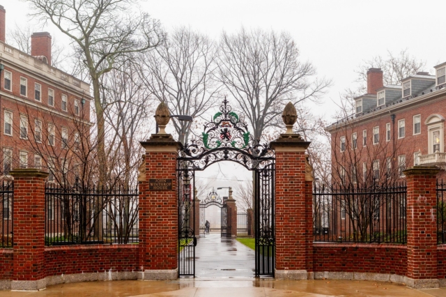 John winthrop house and gate on a rainy day harvard yard harvard university cambridge massachusetts